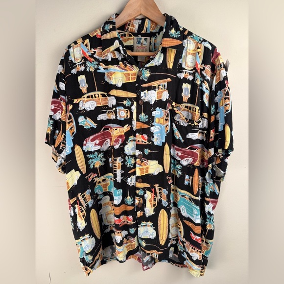 Kahala X John Severson Shirt Men's Large Hawaiian Button Up Woody Wagon Shirt - Picture 2 of 10